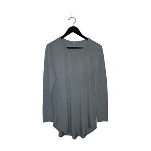 Joan Vass Women's Gray Scoop Neck Tunic Top Size Large Long Sleeve Flowy Neutral